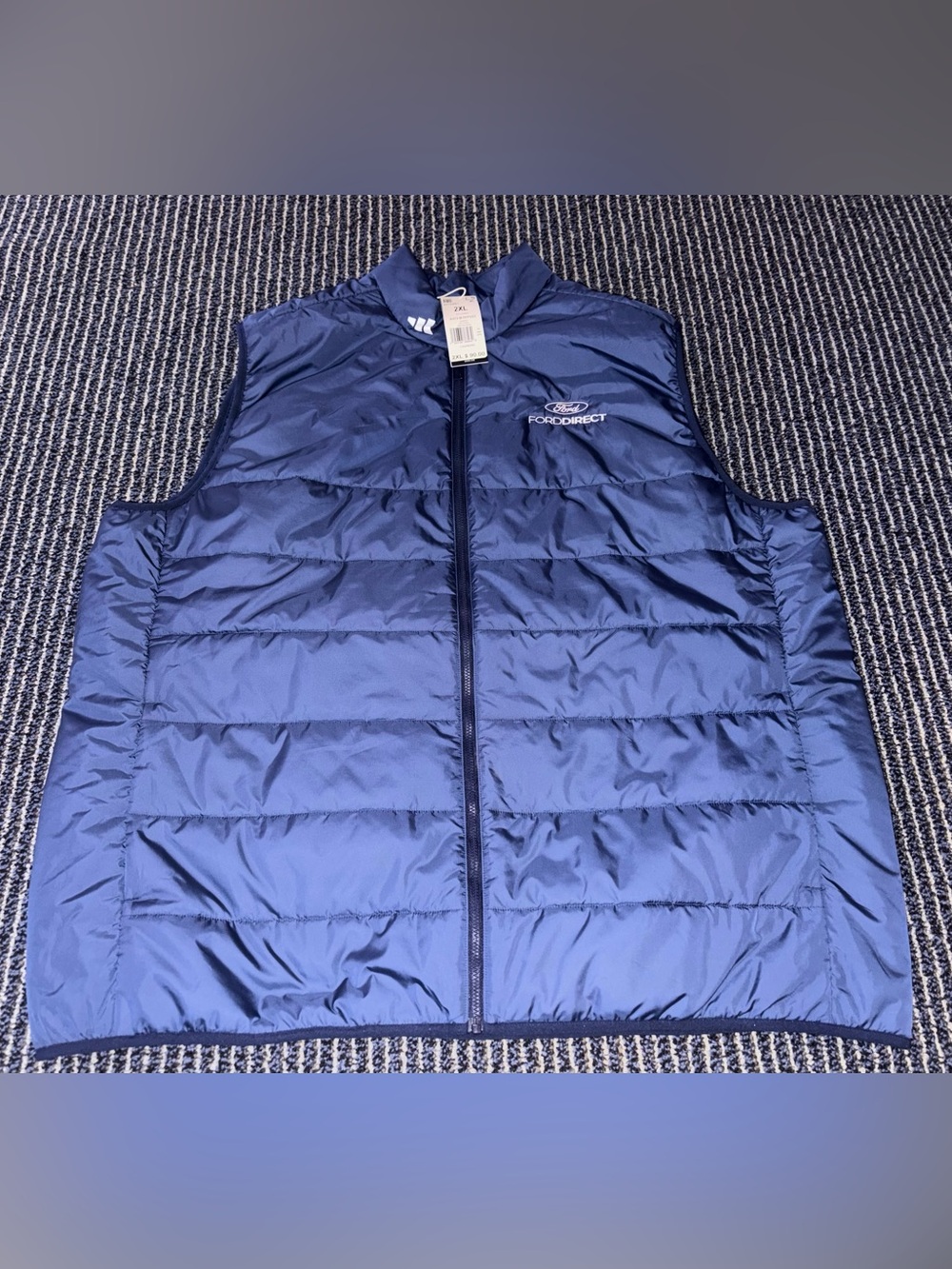 NWT 2XL Adidas Puffer Zip Vest Embroidered FordDirect 25 Year Anniversary Navy
